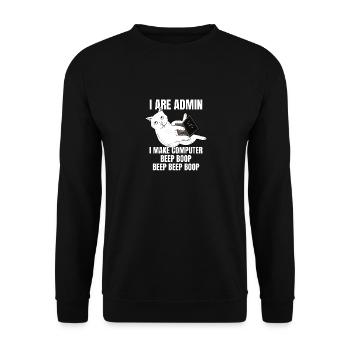 I Are Admin Computer Cat Beep Boop I Funny IT - Unisex Pullover - Schwarz - Vorne - Alina (178cm) & Michal (187cm)