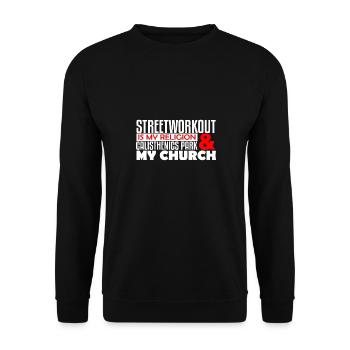 Streetworkout Religion & Calisthenics Park Church - Unisex Pullover - Schwarz - Vorne - Alina (178cm) & Michal (187cm)