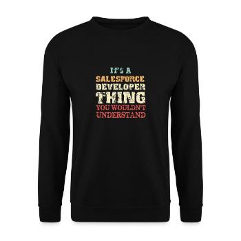Es ist eine Salesforce Developer Thing Vintage Funny - Unisex Pullover - Schwarz - Vorne - Alina (178cm) & Michal (187cm)