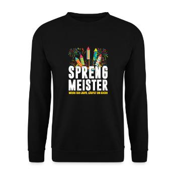 Sprengmeister wenn ich laufe läufst du auch! - Unisex Pullover - Schwarz - Vorne - Alina (178cm) & Michal (187cm)