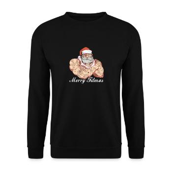 Santa Christmas Fitness Gym Deadlift Xmas Men - Unisex Pullover - Schwarz - Vorne - Alina (178cm) & Michal (187cm)