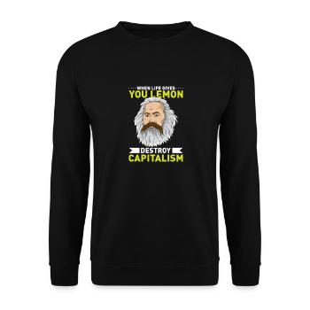 KARL MARX: Détruisez le capitalisme - Sweat-shirt Unisexe - noir - Devant - Alina (178cm) & Michal (187cm)