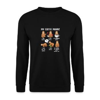 My Coffee Moods Funny Sloth Coffee Lover Coffee - Unisex Pullover - Schwarz - Vorne - Alina (178cm) & Michal (187cm)