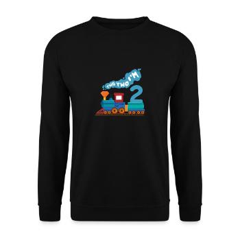Two Year Old - Turning 2, 2nd Birthday Train Party - Unisex Sweatshirt - black - Front - Alina (178cm) & Michal (187cm)