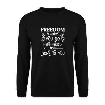 Freedom | Jean-Paul Sartre - Unisex Sweatshirt - black - Front - Alina (178cm) & Michal (187cm)