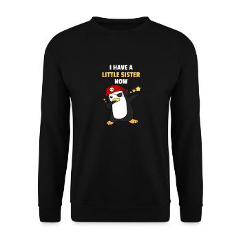 Ich Habe Eine Kleine Schwester Großer Bruder - Unisex Pullover - Schwarz - Vorne - Alina (178cm) & Michal (187cm)