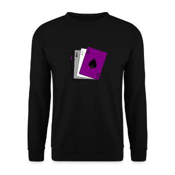 Asexualität LGBTQIA Asexuelle Karten Ich habe ein Ass - Unisex Pullover - Schwarz - Vorne - Alina (178cm) & Michal (187cm)
