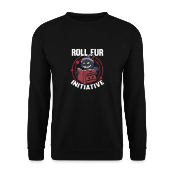 Dungeon Meowster Roll For Initiative D20 RPG - Unisex Pullover - Schwarz - Vorne - Alina (178cm) & Michal (187cm)