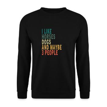 Ich mag Pferdehunde & vielleicht 3 Personen Retro - Unisex Pullover - Schwarz - Vorne - Alina (178cm) & Michal (187cm)