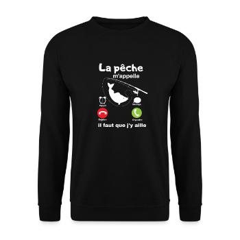La pêche m'appelle ! - Sweat-shirt Unisexe - noir - Devant - Alina (178cm) & Michal (187cm)