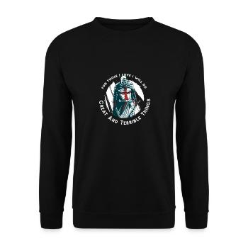 T-shirt rétro vintage des Templiers - Sweat-shirt Unisexe - noir - Devant - Alina (178cm) & Michal (187cm)