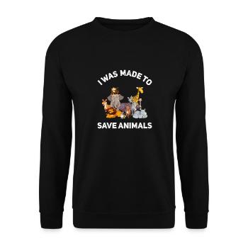i was made to save animals... Tierarzt - Unisex Pullover - Schwarz - Vorne - Alina (178cm) & Michal (187cm)