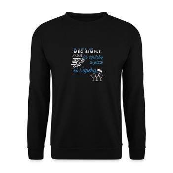 Un mec simple j'aime la course à pied et l'apéro - Sweat-shirt Unisexe - noir - Devant - Alina (178cm) & Michal (187cm)