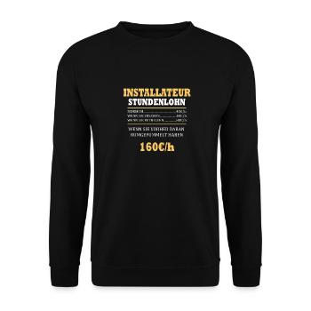 Installateur Stundenlohn Klempner Heizung Berufe - Unisex Pullover - Schwarz - Vorne - Alina (178cm) & Michal (187cm)