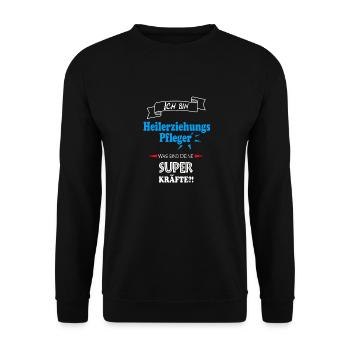 Heilerziehungspfleger Design Superkräfte Beruf - Unisex Pullover - Schwarz - Vorne - Alina (178cm) & Michal (187cm)