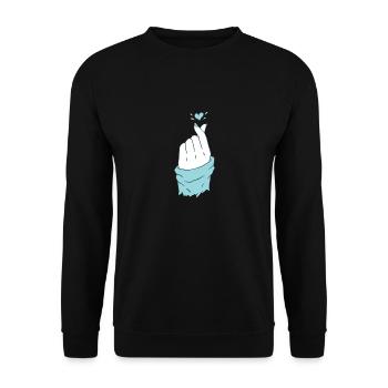 Coeur coréen main deux doigts formant un coeur - Sweat-shirt Unisexe - noir - Devant - Alina (178cm) & Michal (187cm)