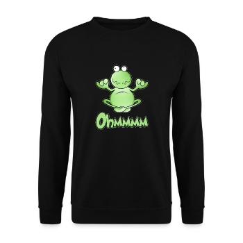 Ohmmm, yoga, cross-legged, meditating frog - Unisex Sweatshirt - black - Front - Alina (178cm) & Michal (187cm)