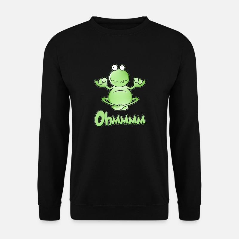 Ohmmm, Yoga, Schneidersitz, meditierender Frosch - Unisex Pullover - Schwarz