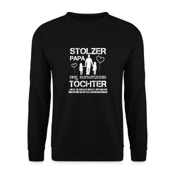 Stolzer Papa zwei Töchter - Unisex Pullover - Schwarz - Vorne - Alina (178cm) & Michal (187cm)