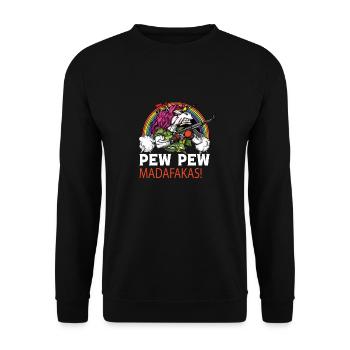 Pew Pew unicorn - Unisex Sweatshirt - black - Front - Alina (178cm) & Michal (187cm)