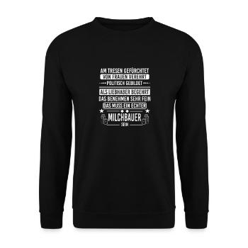 Milchbauer Bauer Landwirt Geschenkidee - Unisex Pullover - Schwarz - Vorne - Alina (178cm) & Michal (187cm)