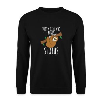 Sloth Gifts - Just A Girl Who Loves Sloth Animal L - Unisex Pullover - Schwarz - Vorne - Alina (178cm) & Michal (187cm)