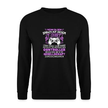 Gamer Zocker Games Pc Gamer Geschenk - Unisex Pullover - Schwarz - Vorne - Alina (178cm) & Michal (187cm)