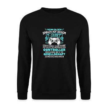 Gamer Zocker Games Pc Gamer Geschenk - Unisex Pullover - Schwarz - Vorne - Alina (178cm) & Michal (187cm)