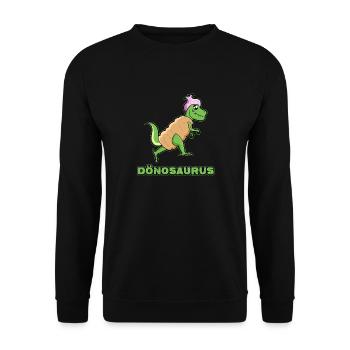 DÖNOSAURUS, Döner Saurier Dinosaurier Kebap Dino - Unisex Pullover - Schwarz - Vorne - Alina (178cm) & Michal (187cm)