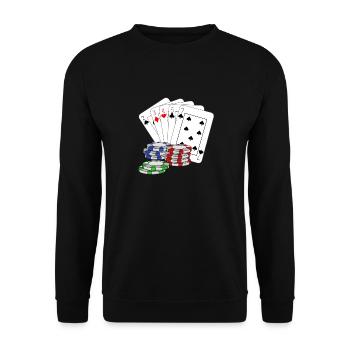 Poker Poker Pokerface jeu de cartes - Sweat-shirt Unisexe - noir - Devant - Alina (178cm) & Michal (187cm)