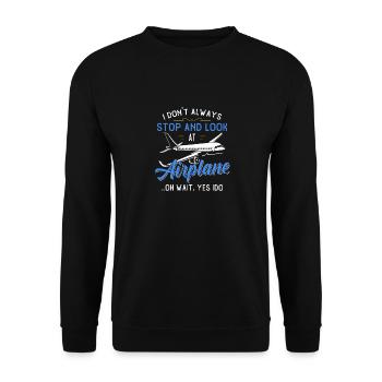 Flieger Flugzeug Landebahn Geschenk fliegen - Unisex Pullover - Schwarz - Vorne - Alina (178cm) & Michal (187cm)
