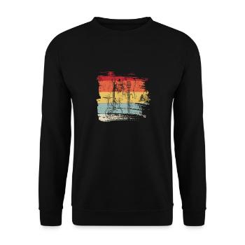 Retro Gitarren E-Gitarre klassische Gitarre - Unisex Pullover - Schwarz - Vorne - Alina (178cm) & Michal (187cm)