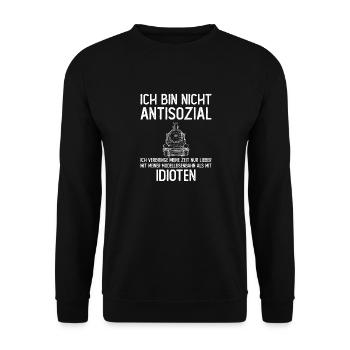 Modelleisenbahn Elektrische Eisenbahn - Unisex Pullover - Schwarz - Vorne - Alina (178cm) & Michal (187cm)