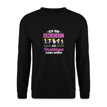 Kindergärtnerin Erzieherin Aus Unzähligen Kleinen - Unisex Pullover - Schwarz - Vorne - Alina (178cm) & Michal (187cm)