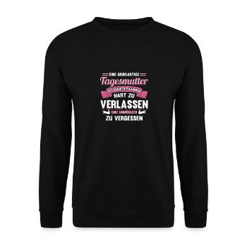 Eine Großartige Tagesmutter Geschenk Erzieherin - Unisex Pullover - Schwarz - Vorne - Alina (178cm) & Michal (187cm)