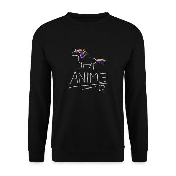 anime Licorne unicorn - Sweat-shirt Unisexe - noir - Devant - Alina (178cm) & Michal (187cm)