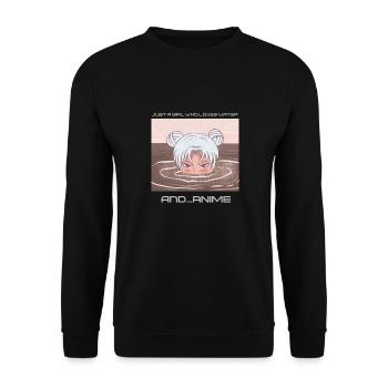Anime Just a Girl who loves Anime - Unisex Pullover - Schwarz - Vorne - Alina (178cm) & Michal (187cm)
