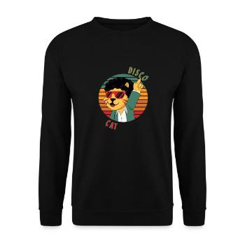 Disco Cat goes on the slopes - Unisex Sweatshirt - black - Front - Alina (178cm) & Michal (187cm)