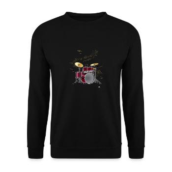 Illustration de batterie avec inscription Il suffit de le tambour - Sweat-shirt Unisexe - noir - Devant - Alina (178cm) & Michal (187cm)