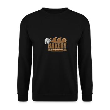 Bakery Design mit Brot und Bäckerhut - Unisex Pullover - Schwarz - Vorne - Alina (178cm) & Michal (187cm)
