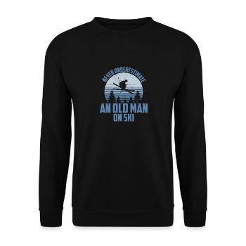 Never Underestimate An Old Man On Skis, Papa Ski - Unisex Pullover - Schwarz - Vorne - Alina (178cm) & Michal (187cm)