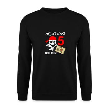 Piraten Abenteuer Zum 5. Geburtstag Für Entdecker - Unisex Pullover - Schwarz - Vorne - Alina (178cm) & Michal (187cm)