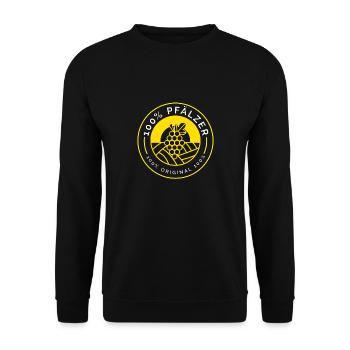 100Prozent Pfälzer gelb - Unisex Pullover - Schwarz - Vorne - Alina (178cm) & Michal (187cm)