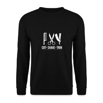 Salon de coiffure barbier salon de coiffure ciseaux de coiffeur - Sweat-shirt Unisexe - noir - Devant - Alina (178cm) & Michal (187cm)