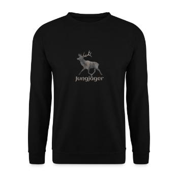 Cerf - jeune chasseur - Sweat-shirt Unisexe - noir - Devant - Alina (178cm) & Michal (187cm)