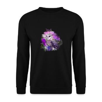 Owl Uhu Nightbird Watercolor - Unisex Sweatshirt - black - Front - Alina (178cm) & Michal (187cm)