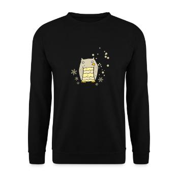 Hearty owl with snowflakes - Unisex Sweatshirt - black - Front - Alina (178cm) & Michal (187cm)