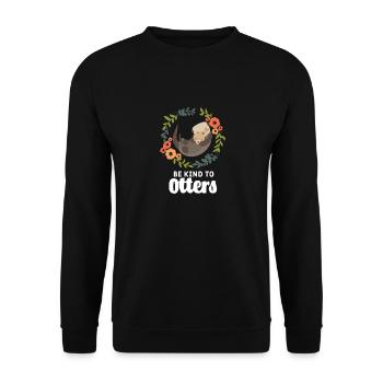 Otter Pun - Be Kind To Otters - Unisex Sweatshirt - black - Front - Alina (178cm) & Michal (187cm)
