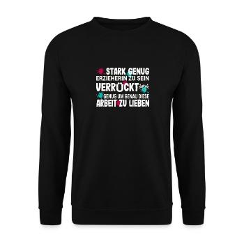 Erzieherin Kindergarten Kita Kindergärtnerin - Unisex Pullover - Schwarz - Vorne - Alina (178cm) & Michal (187cm)