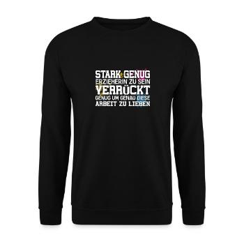 Erzieherin Kindergarten Kita Kindergärtnerin - Unisex Pullover - Schwarz - Vorne - Alina (178cm) & Michal (187cm)